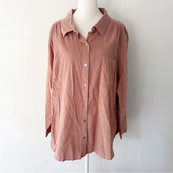 J. Jill Tops - J Jill NWOT Women Corduroy Button Down Top Size 1X Classic Pink Timeless Capsule